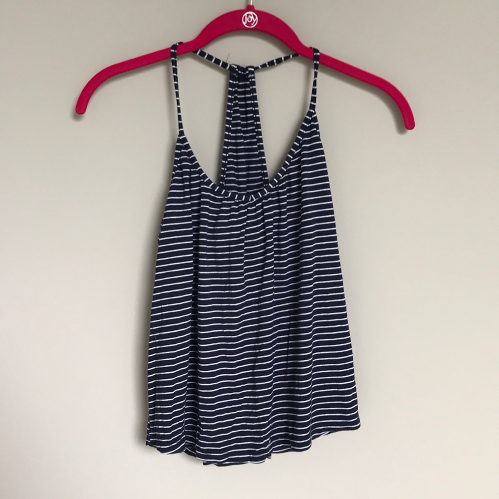 Navy and white striped racerback cami tank top